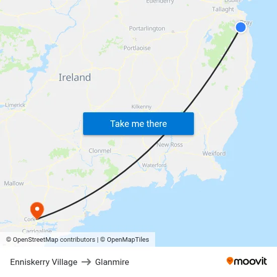 Enniskerry Village to Glanmire map