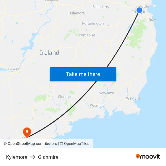 Kylemore to Glanmire map