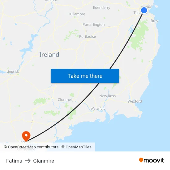 Fatima to Glanmire map