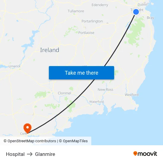 Hospital to Glanmire map