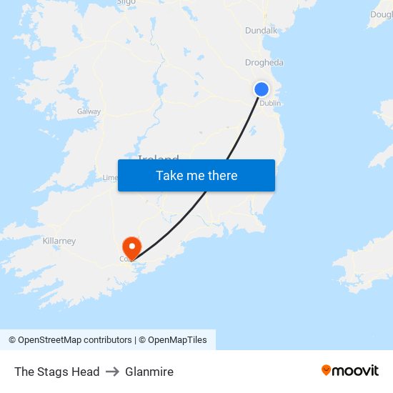 The Stags Head to Glanmire map