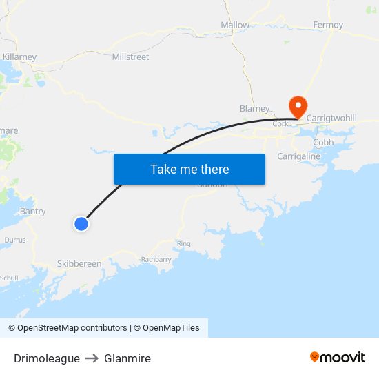 Drimoleague to Glanmire map