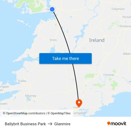 Ballybrit Business Park to Glanmire map