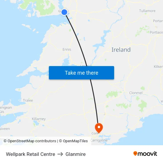 Wellpark Retail Centre to Glanmire map