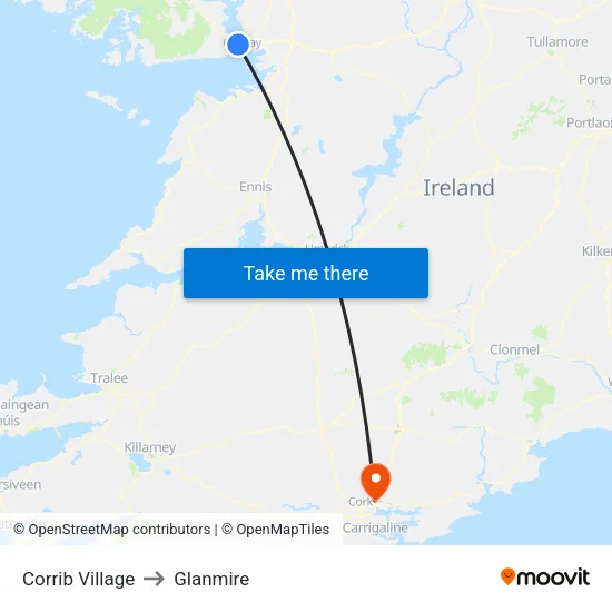 Corrib Village to Glanmire map