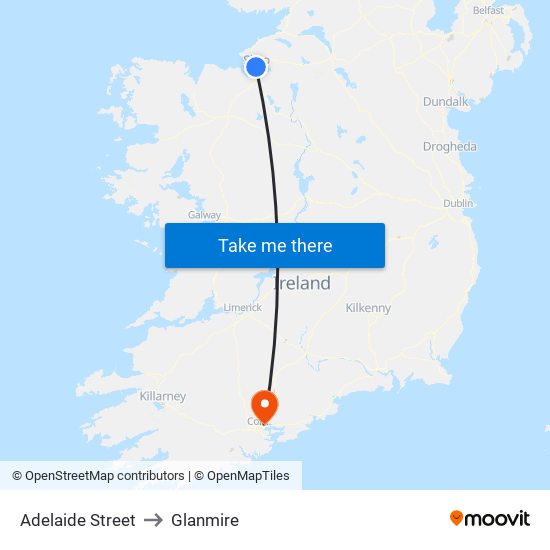 Adelaide Street to Glanmire map