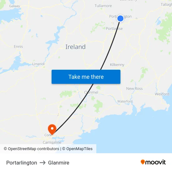 Portarlington to Glanmire map