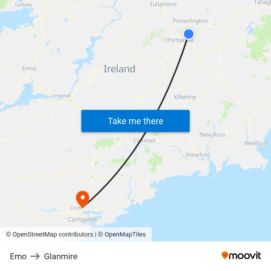 Emo to Glanmire map