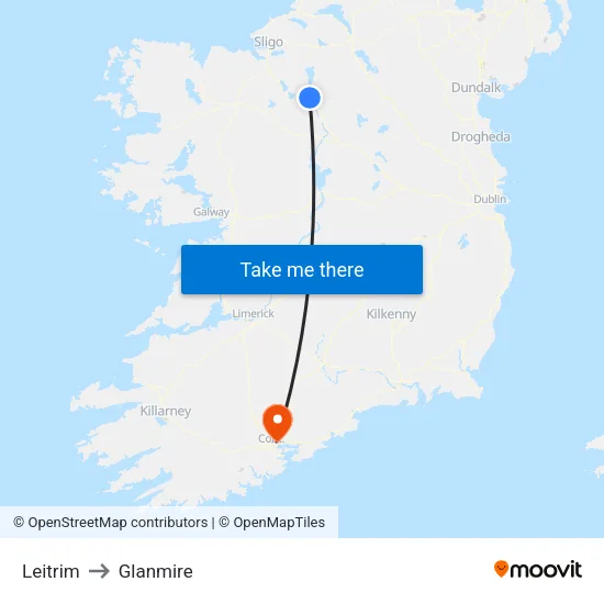 Leitrim to Glanmire map