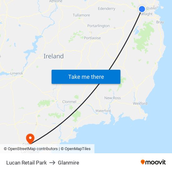 Lucan Retail Park to Glanmire map