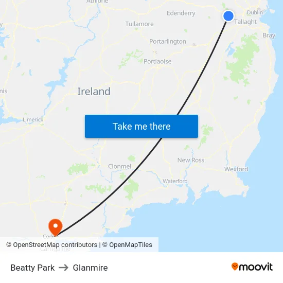 Beatty Park to Glanmire map