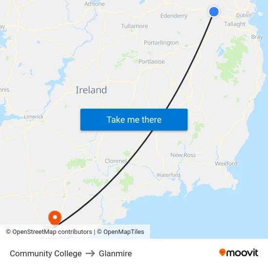 Community College to Glanmire map