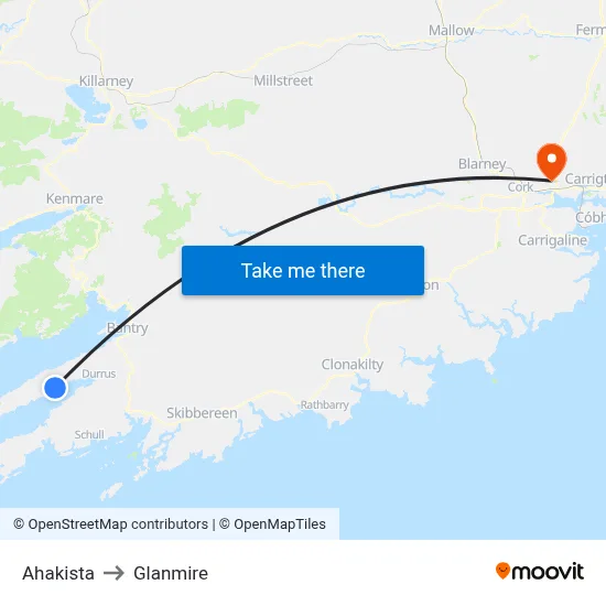 Ahakista to Glanmire map
