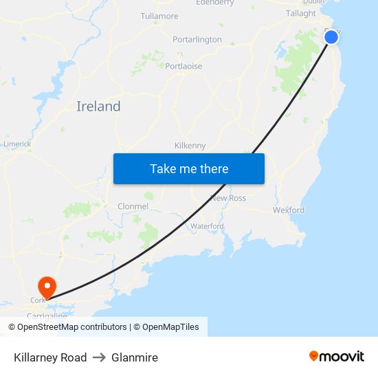 Killarney Road to Glanmire map