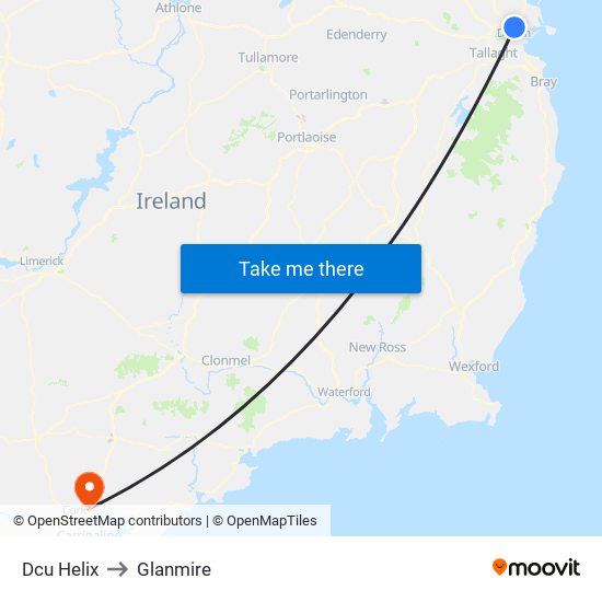 Dcu Helix to Glanmire map