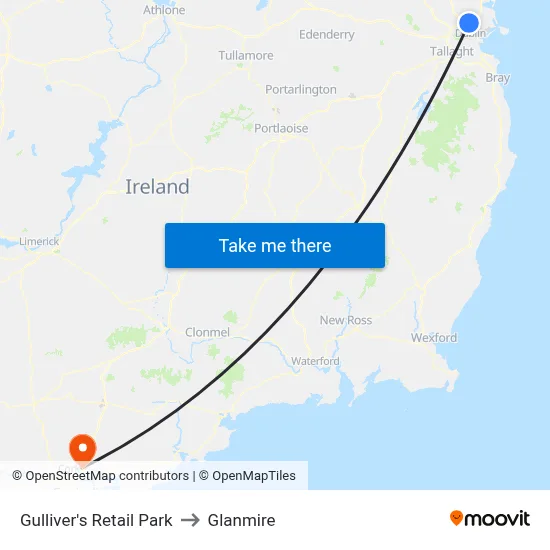 Gulliver's Retail Park to Glanmire map