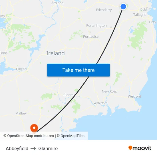 Abbeyfield to Glanmire map