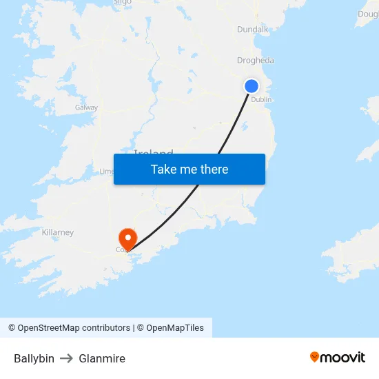 Ballybin to Glanmire map