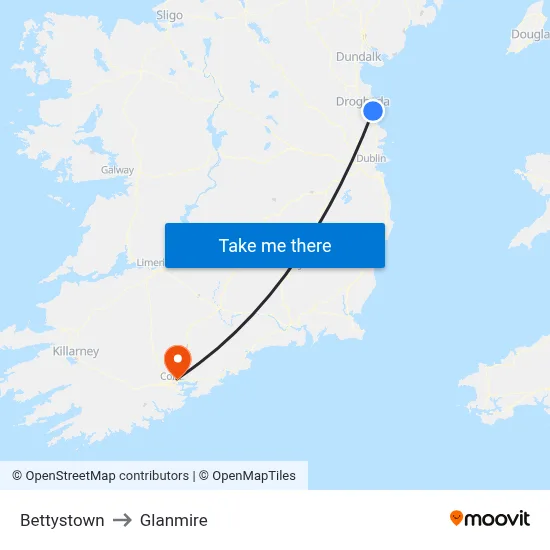 Bettystown to Glanmire map