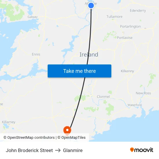 John Broderick Street to Glanmire map