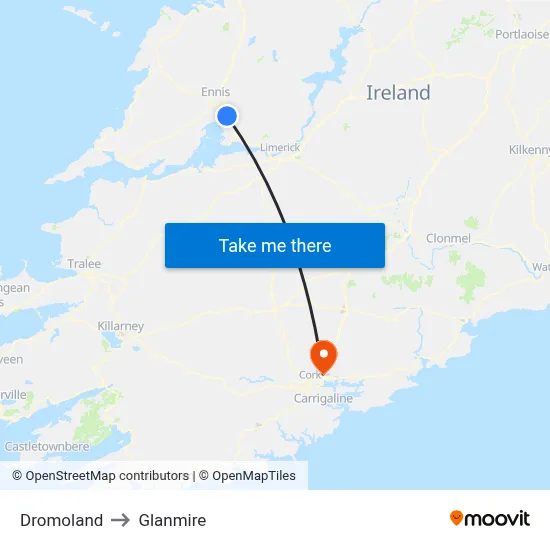 Dromoland to Glanmire map