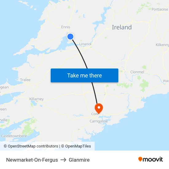 Newmarket-On-Fergus to Glanmire map