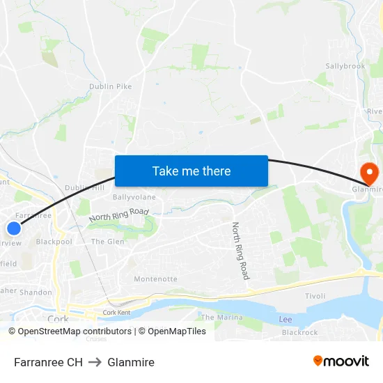 Farranree CH to Glanmire map