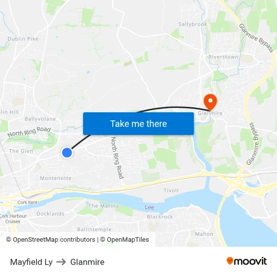 Mayfield Ly to Glanmire map