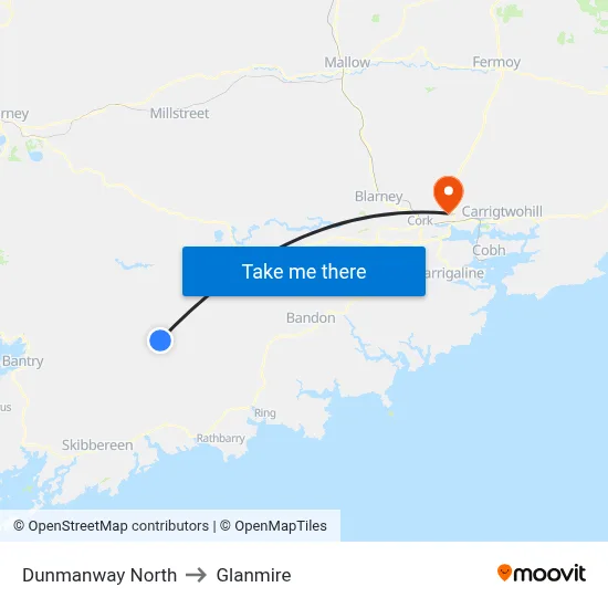 Dunmanway North to Glanmire map