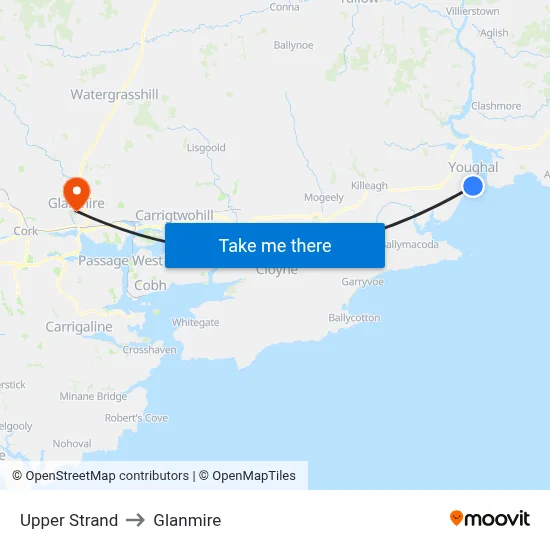Upper Strand to Glanmire map