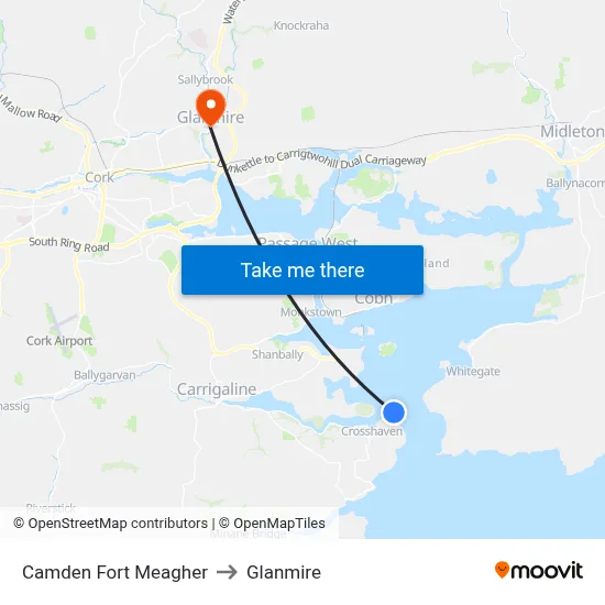 Camden Fort Meagher to Glanmire map
