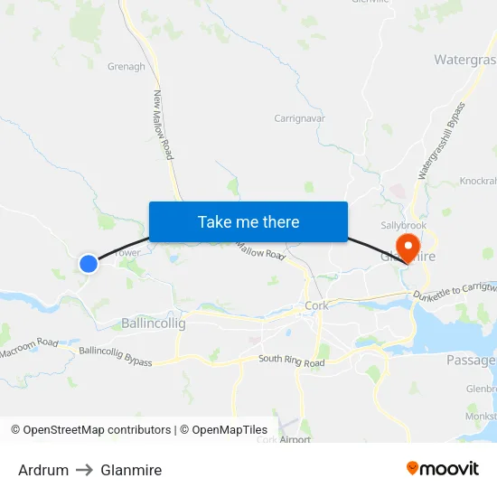 Ardrum to Glanmire map