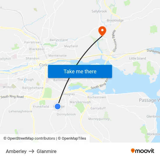 Amberley to Glanmire map
