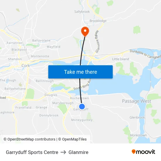 Garryduff Sports Centre to Glanmire map