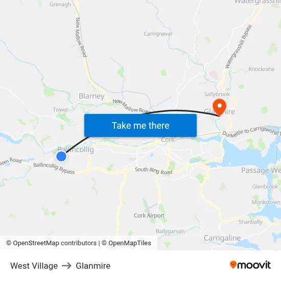 West Village to Glanmire map