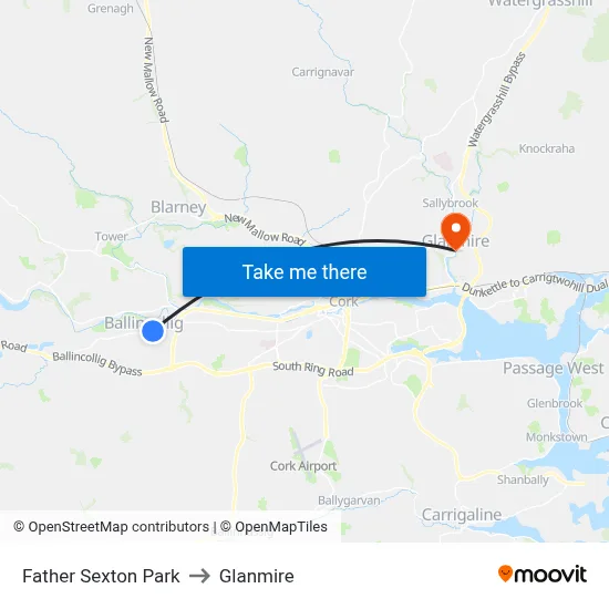 Father Sexton Park to Glanmire map