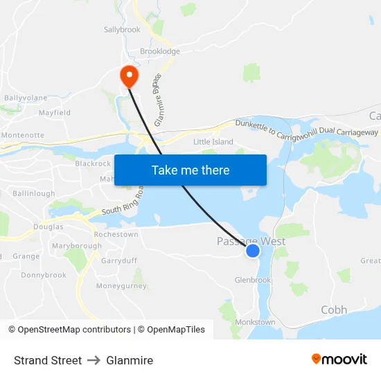 Strand Street to Glanmire map