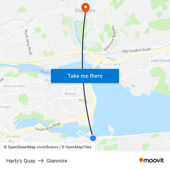 Harty's Quay to Glanmire map