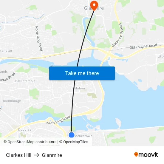 Clarkes Hill to Glanmire map