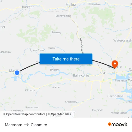 Macroom to Glanmire map