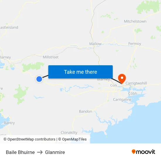 Baile Bhuirne to Glanmire map