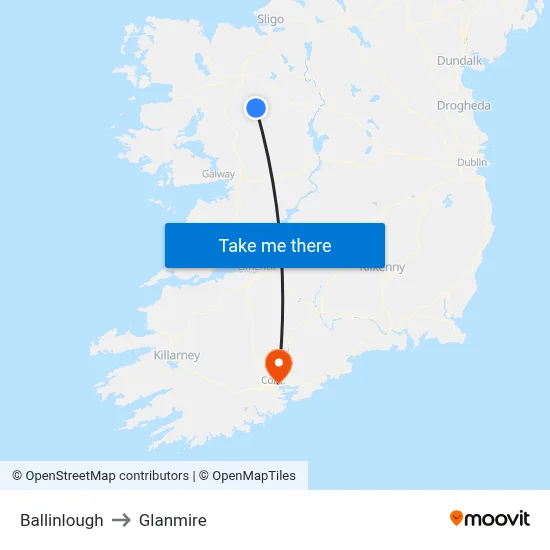 Ballinlough to Glanmire map