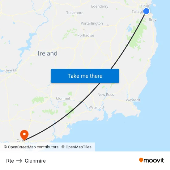 Rte to Glanmire map