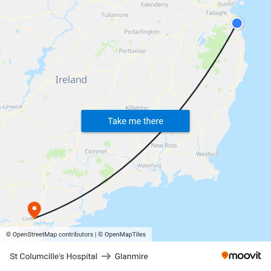 St Columcille's Hospital to Glanmire map