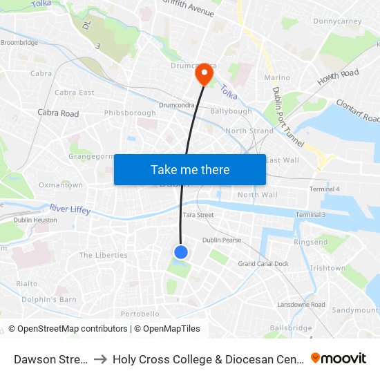 Dawson Street to Holy Cross College & Diocesan Centre map