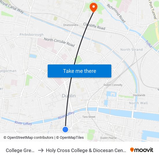 College Green to Holy Cross College & Diocesan Centre map