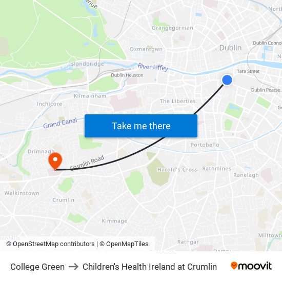 College Green to Children's Health Ireland at Crumlin map