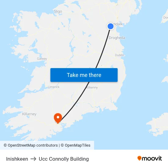 Inishkeen to Ucc Connolly Building map