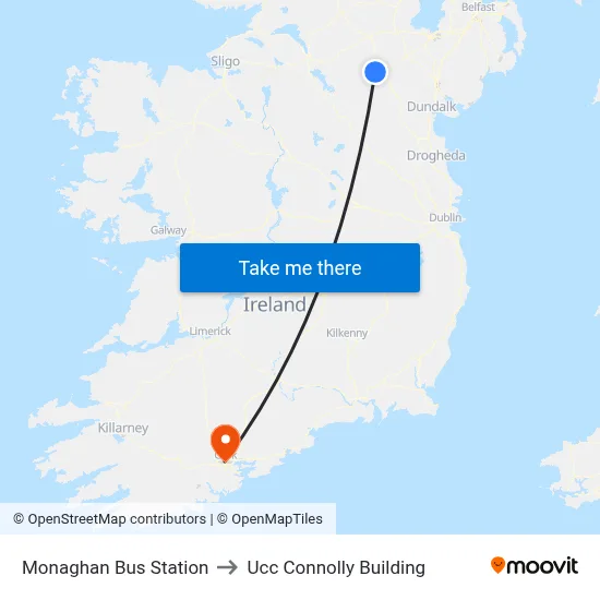 Monaghan Bus Station to Ucc Connolly Building map