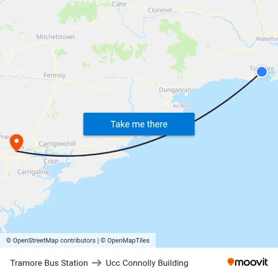 Tramore Bus Station to Ucc Connolly Building map